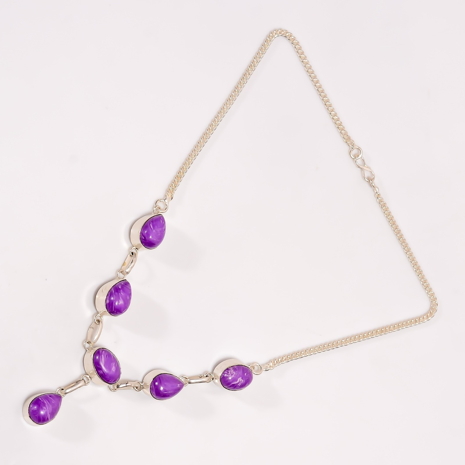 Charoite Gemstone Necklace Sterling Silver Handmade Jewelry 17″ For Wedding Gift