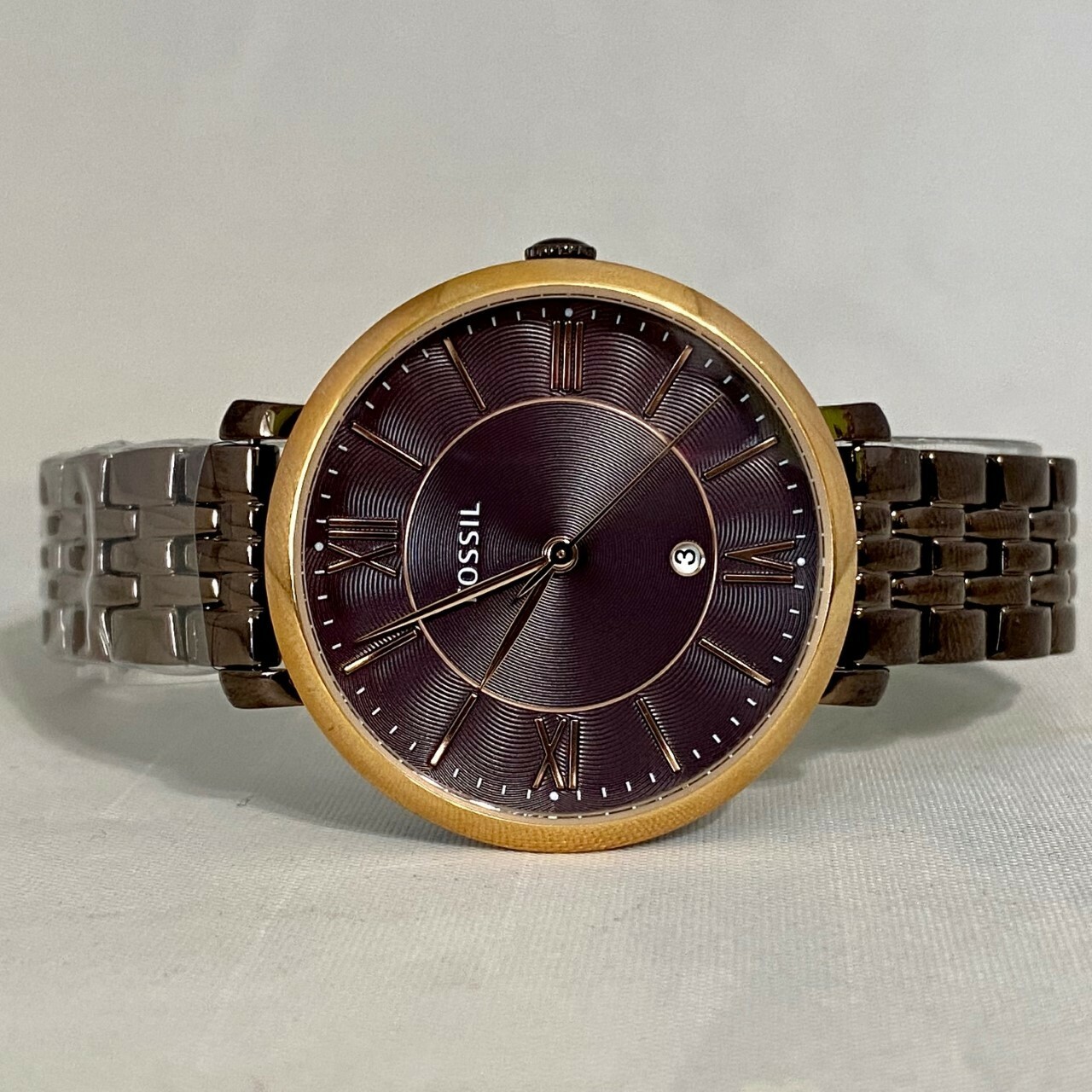 New Fossil ES4275 Jacqueline Brown Dial Date Brown Stainless Steel Women Watch