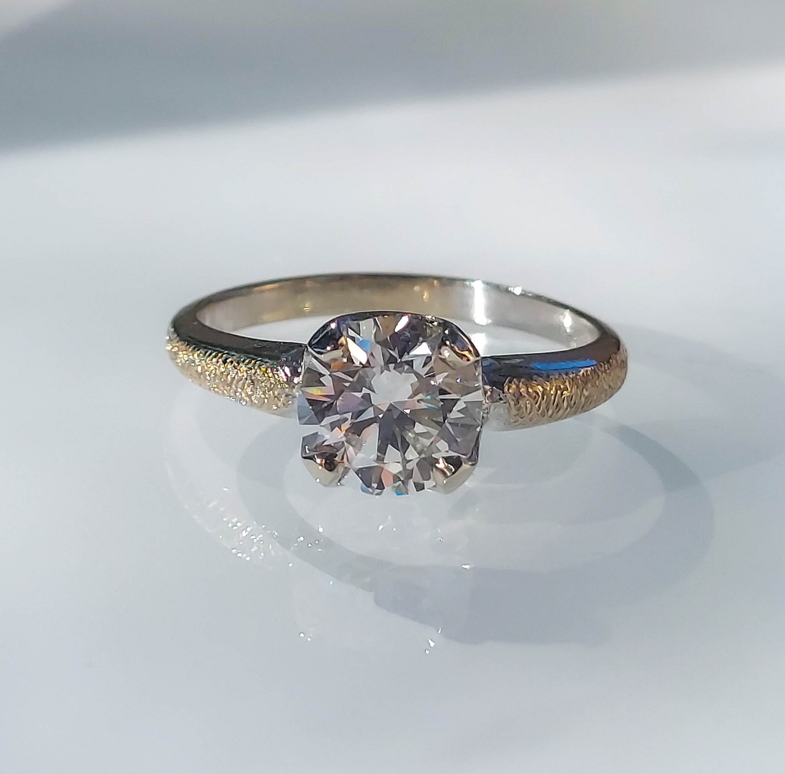 Vintage ring 1.37 carat diamond ring for women 10K gold ,White gold 1.37ct E SI1
