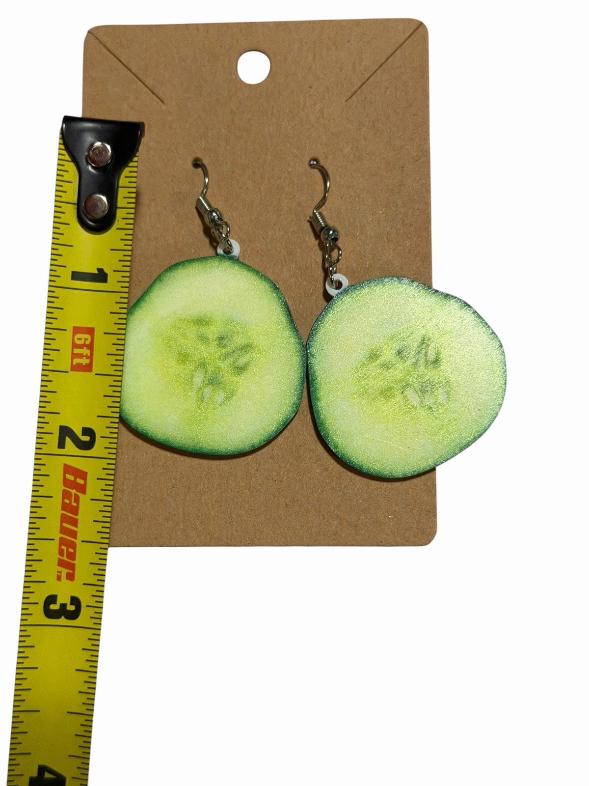 NEW Novelty Fashion EARRINGS cucumber slice fruit food