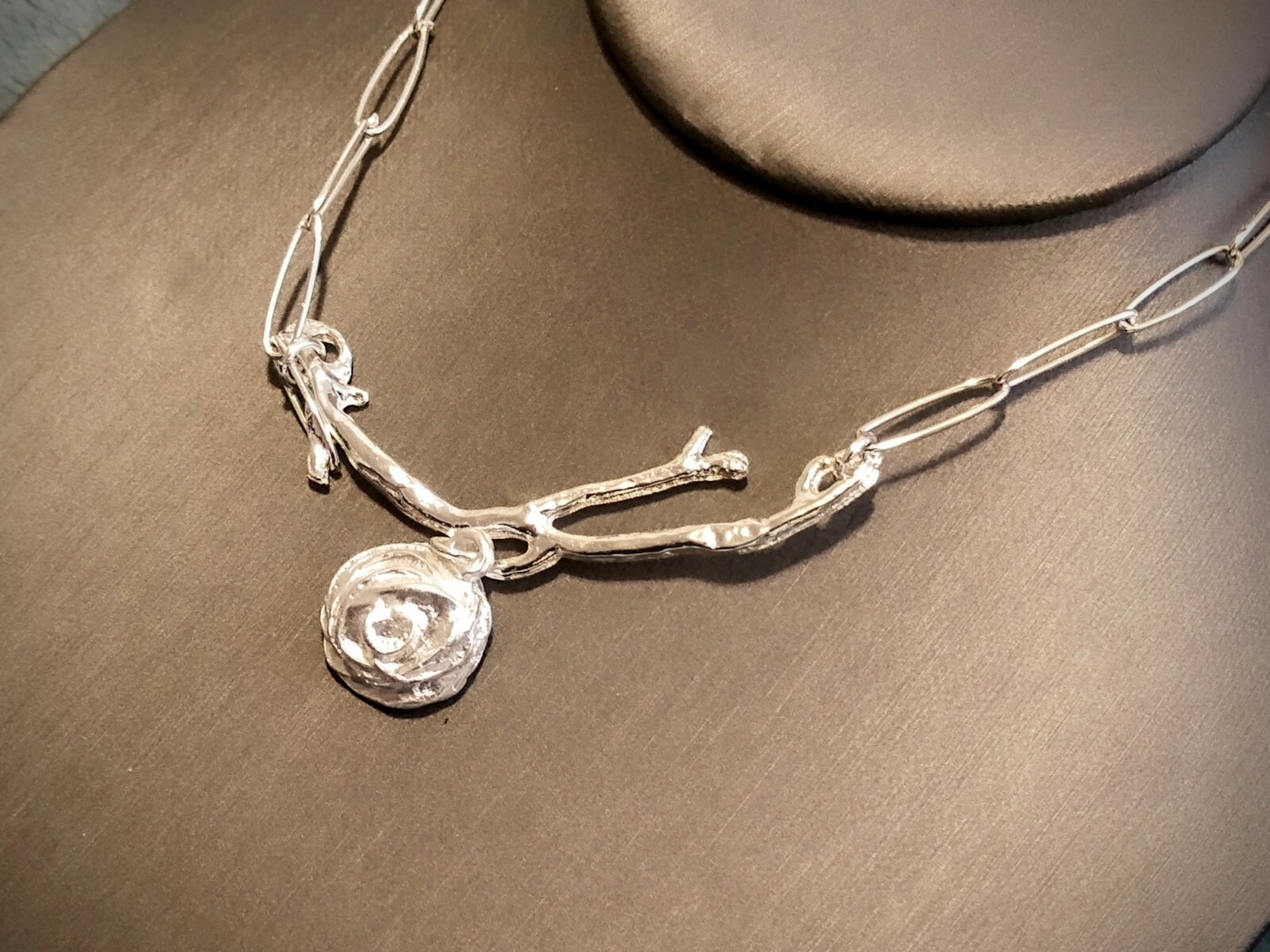 Elegant 1 Pearl Necklace Silver Tone~ Bird Nest Branch~Wishnest by Alise Sheehan