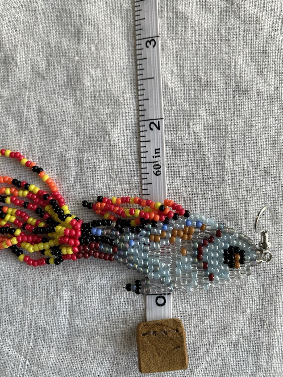 Handmade Seed Bead Fish Earrings Colorful Fringe Dangle Boho Coastal Jewelry New