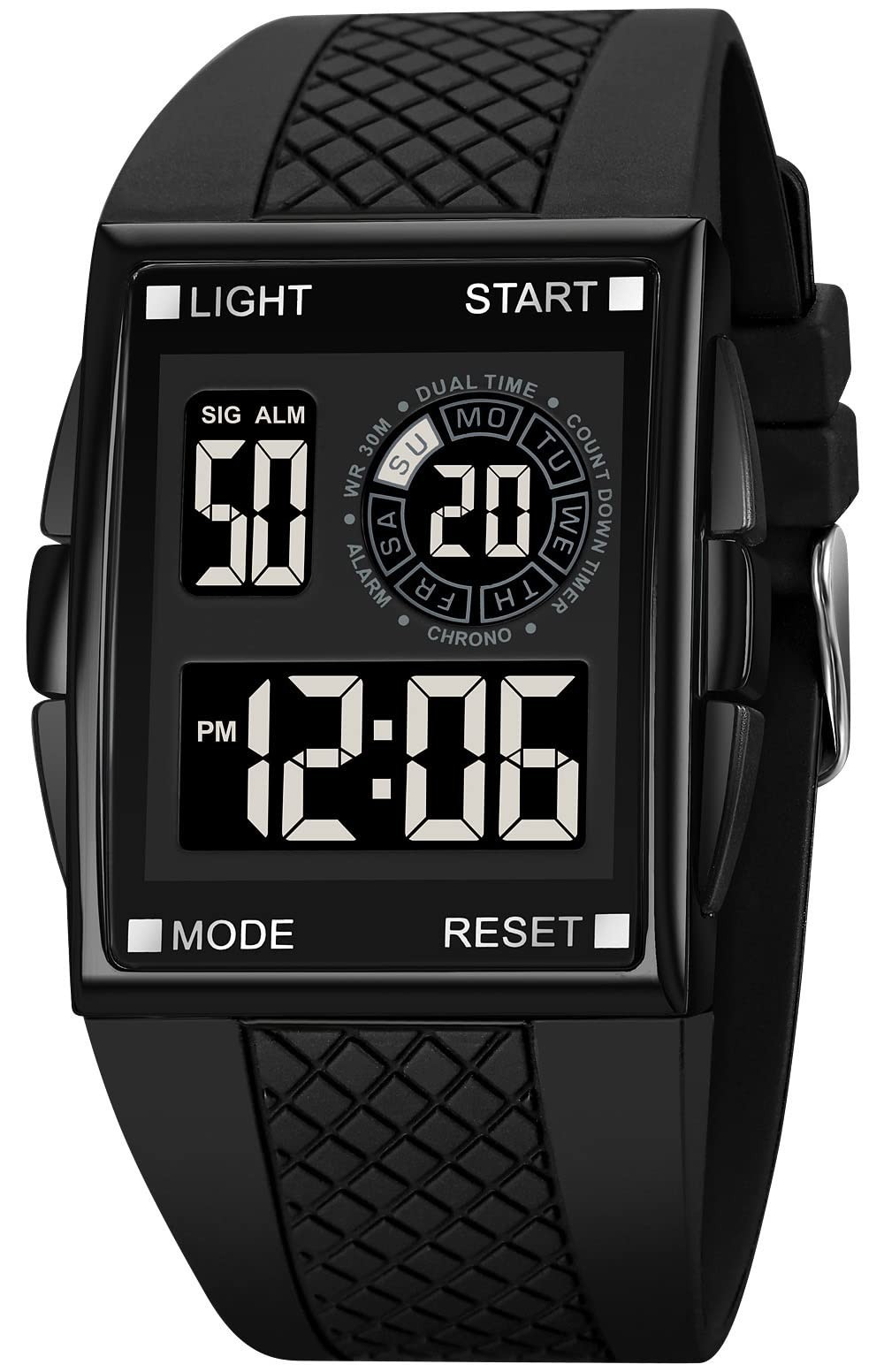 Unisex Digital LED Sports Watch – Waterproof Alarm Bracelet with Backlight, Rubb