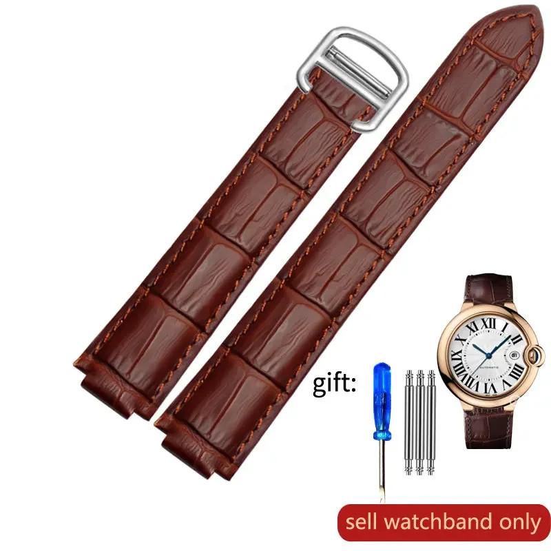 Genuine Leather Strap for Cartier Blue Balloon Men Women Vintage Soft