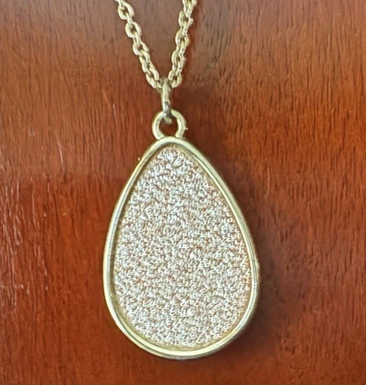 Gold/Rose Tone Teardrop Necklace with Sparkle Center Pendant 19”