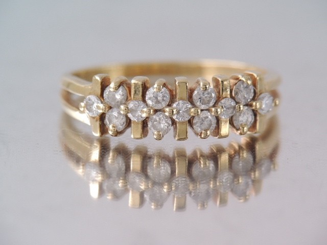 DESIGNER 14K GOLD MULTI DIAMOND BAND RING sz 5 1/4