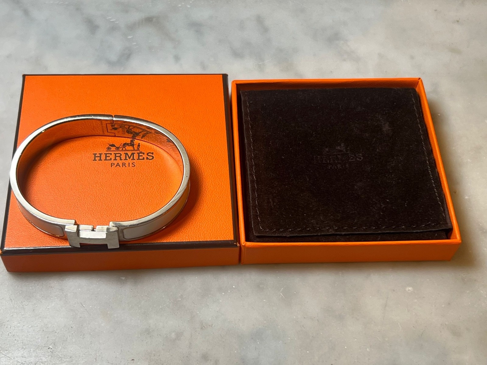 Authentic Hermès Clic H Bracelet Palladium-Plated White RRP $1,120*