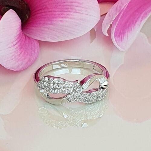 1.75 Ct CZ Infinity Angle Wing Ring 925 Silver Plated Christmas jewelry Band