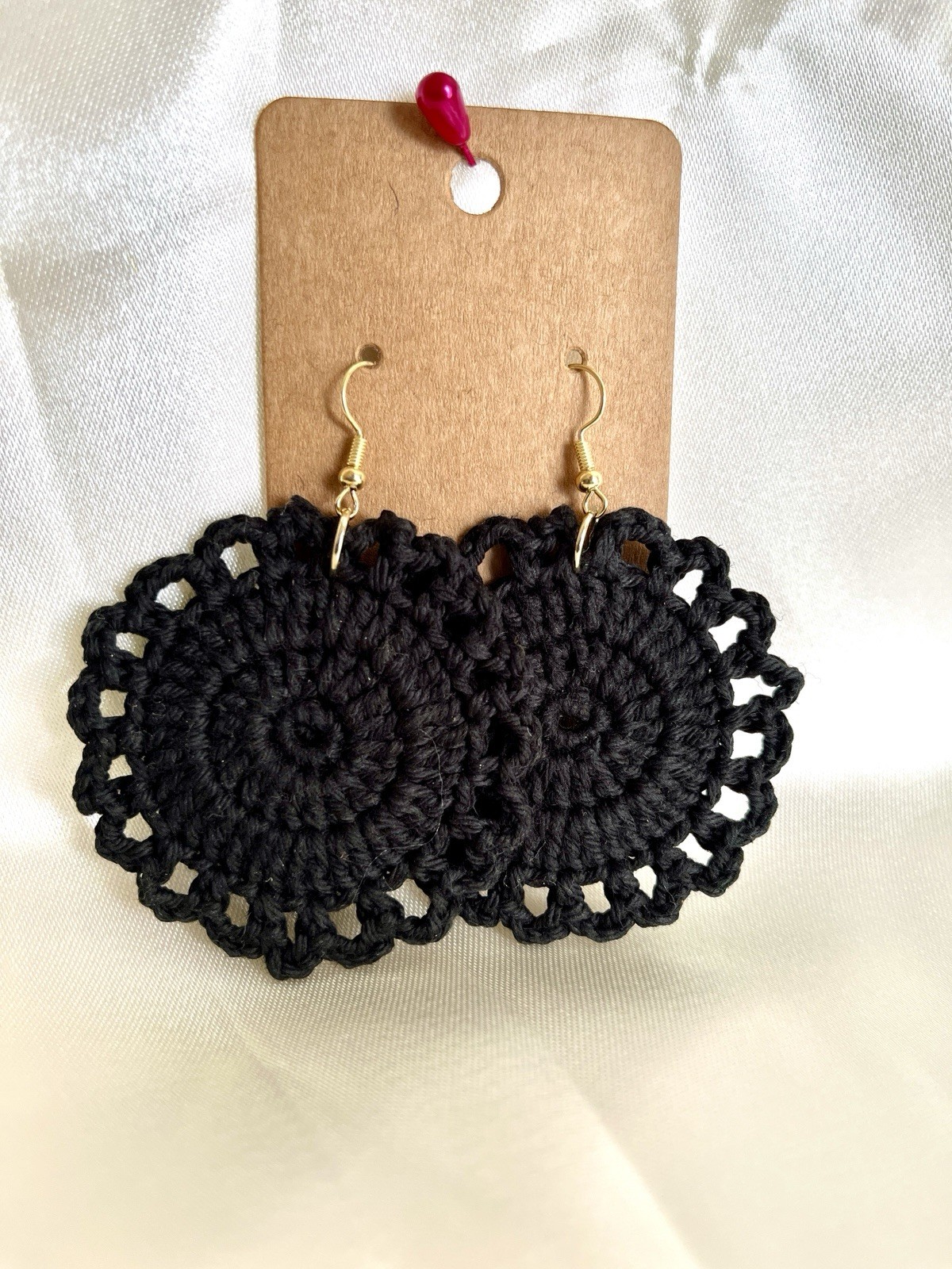 Handcrafted Multicolor Crochet Cotton Yarn Earrings Dangle Round Boho Hook
