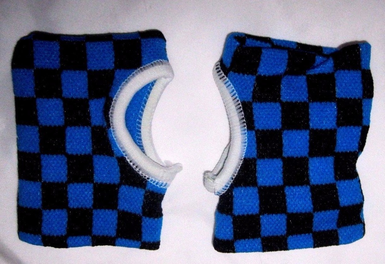 Unisex Blue and Black Checker Checkered Diamonds Wristbands Sweatbands PAIR-New!