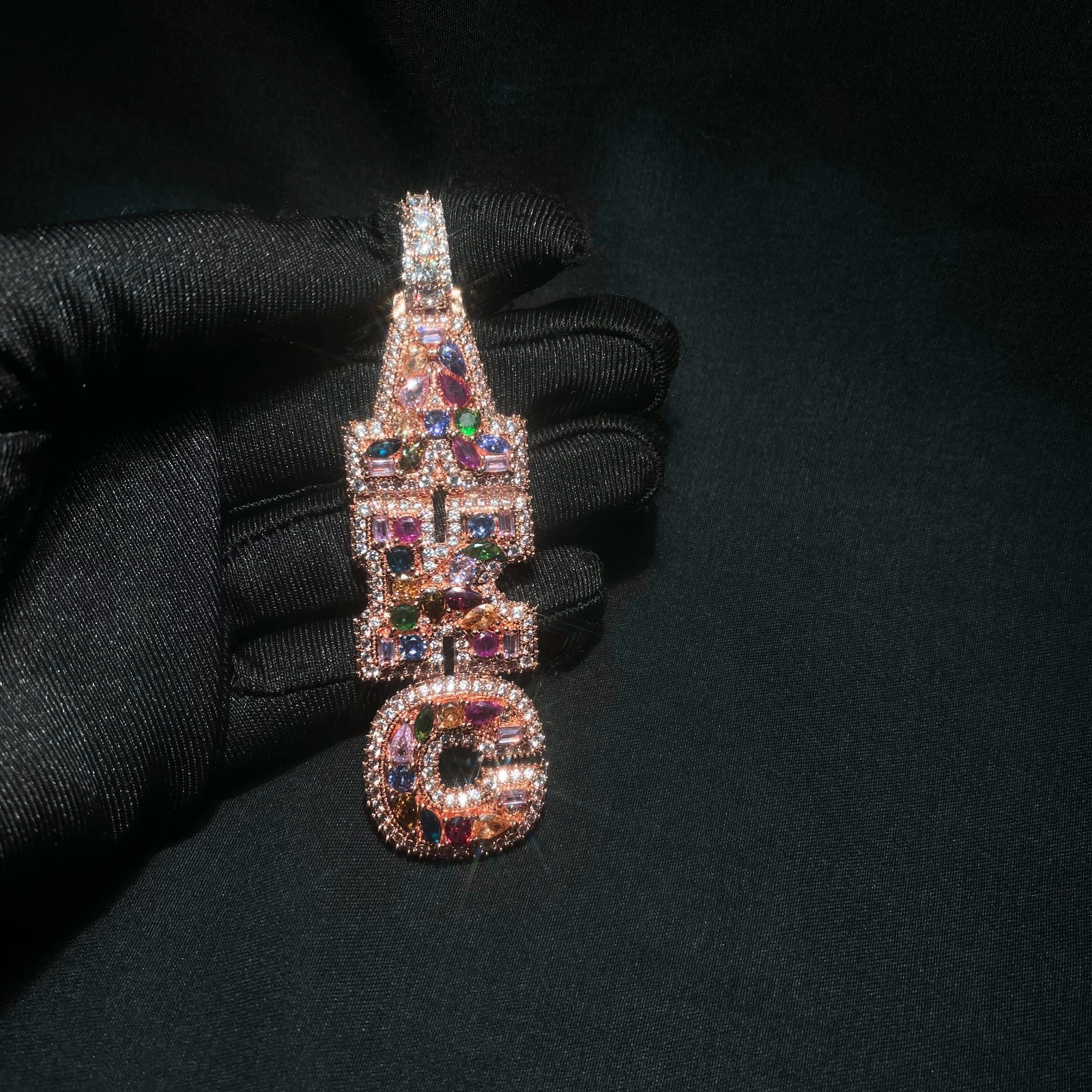 Iced Out Letter Pendant Nameplate Multicolor CZ Hip Hop Bling Necklace Gift NEW