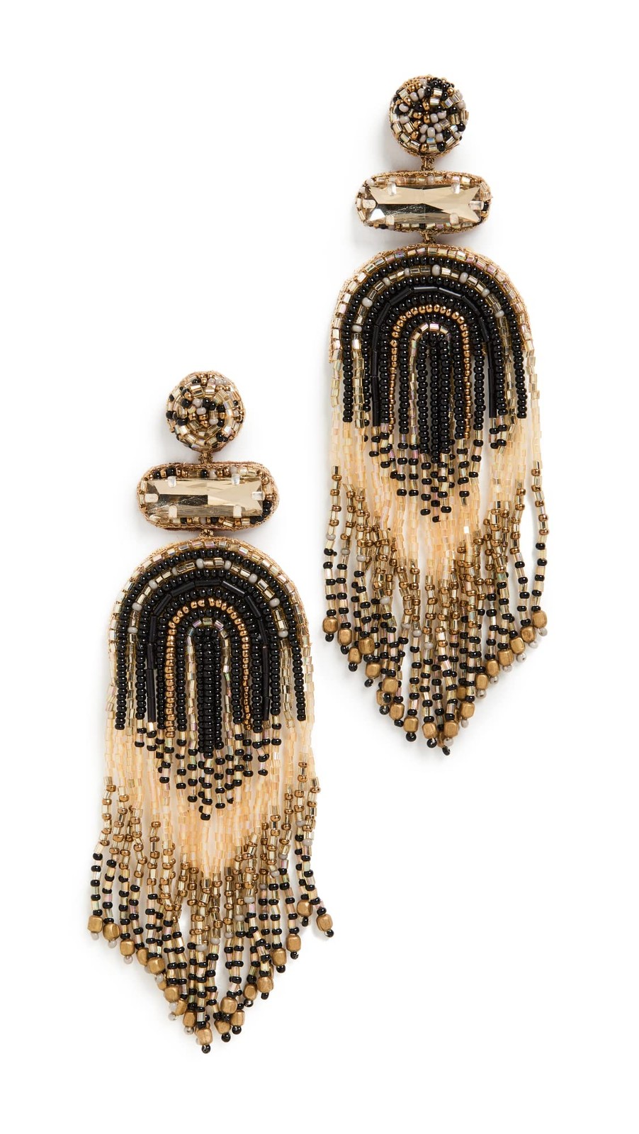 Women’s Black Multi Beaded Fringe Tassel Drop Earrings 4.25 X 1.5