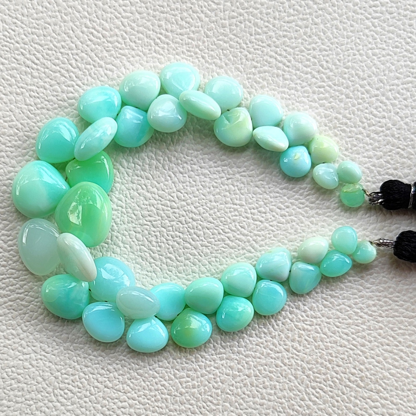 Blue Opal Heart Beads 7-14mm Smooth Peruvian Gemstone 7″ Strand DIY Jewelry