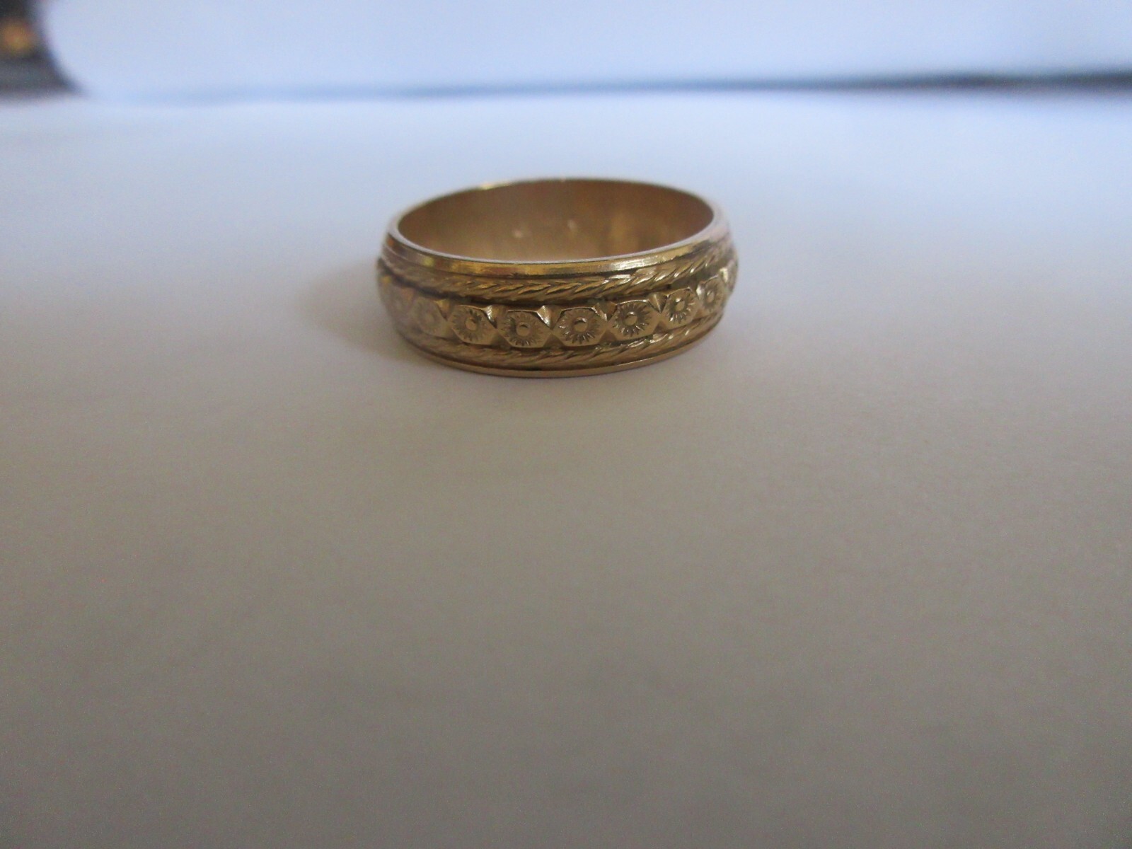 Men’s Wedding Band , 14Kt. Gold , 3/4″X3/4″ , Approx Size 11 1/2 , Weight 0.3 ou