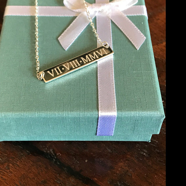 925 Sterling Silver Personalized Monogram Name Bar Necklace Custom Engraved