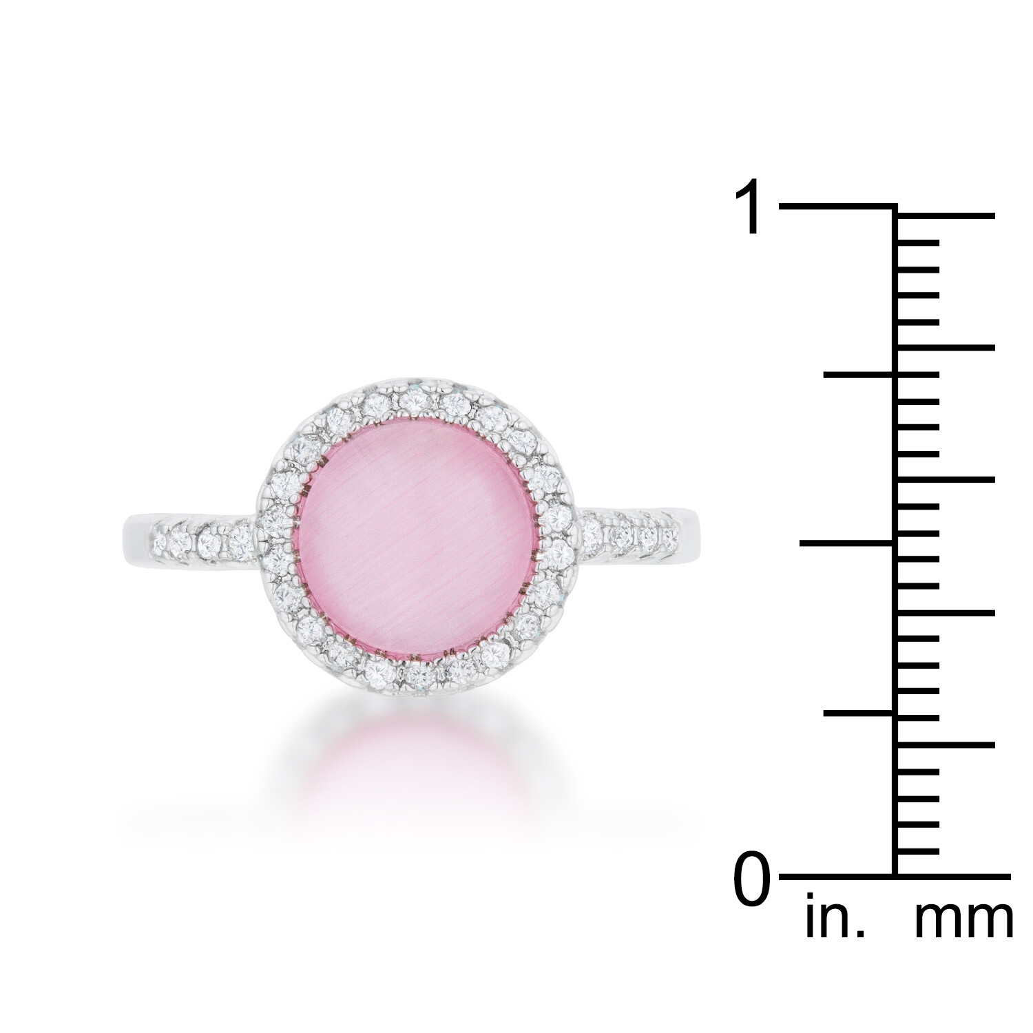 Patricia 0.3ct CZ Pink Cat’s Eye Rhodium Classic Ring