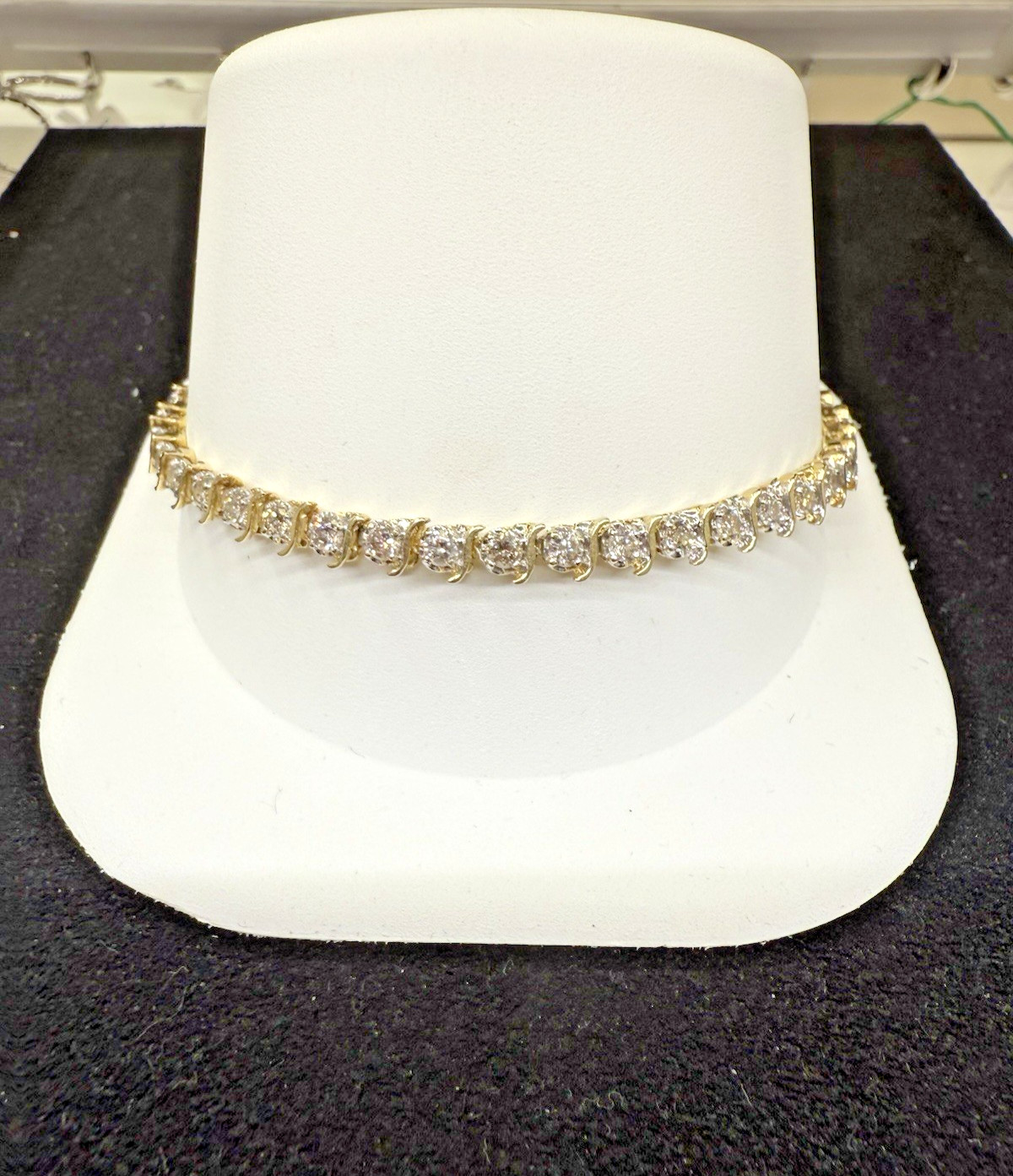 14k Yellow Gold 43 Diamonds 2.5 Ct S-Link Tennis Bracelet 7.5″ 8.8 grams