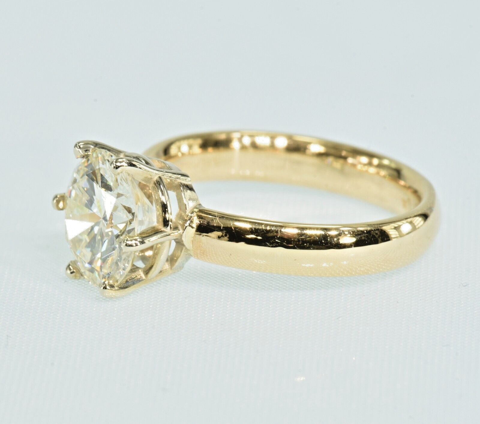 GIA Certified 2.96 Ct. Natural Diamond Vintage 6 prong Solitaire 14k Gold Ring
