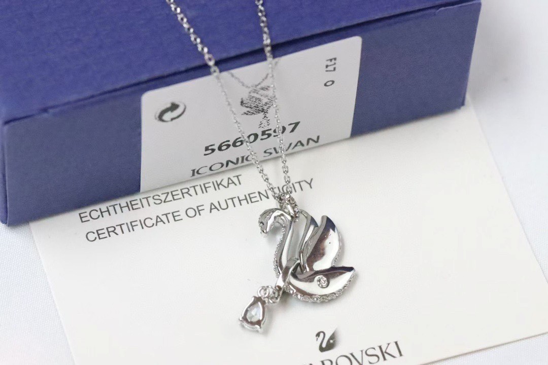 Swarovski Blue Swan Teardrop Pendant Necklace