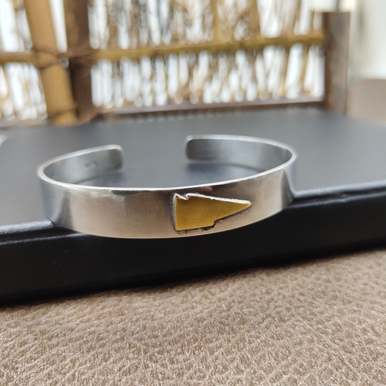 A25 Bangle Bracelet Gold Lightning Sterling Silver 925