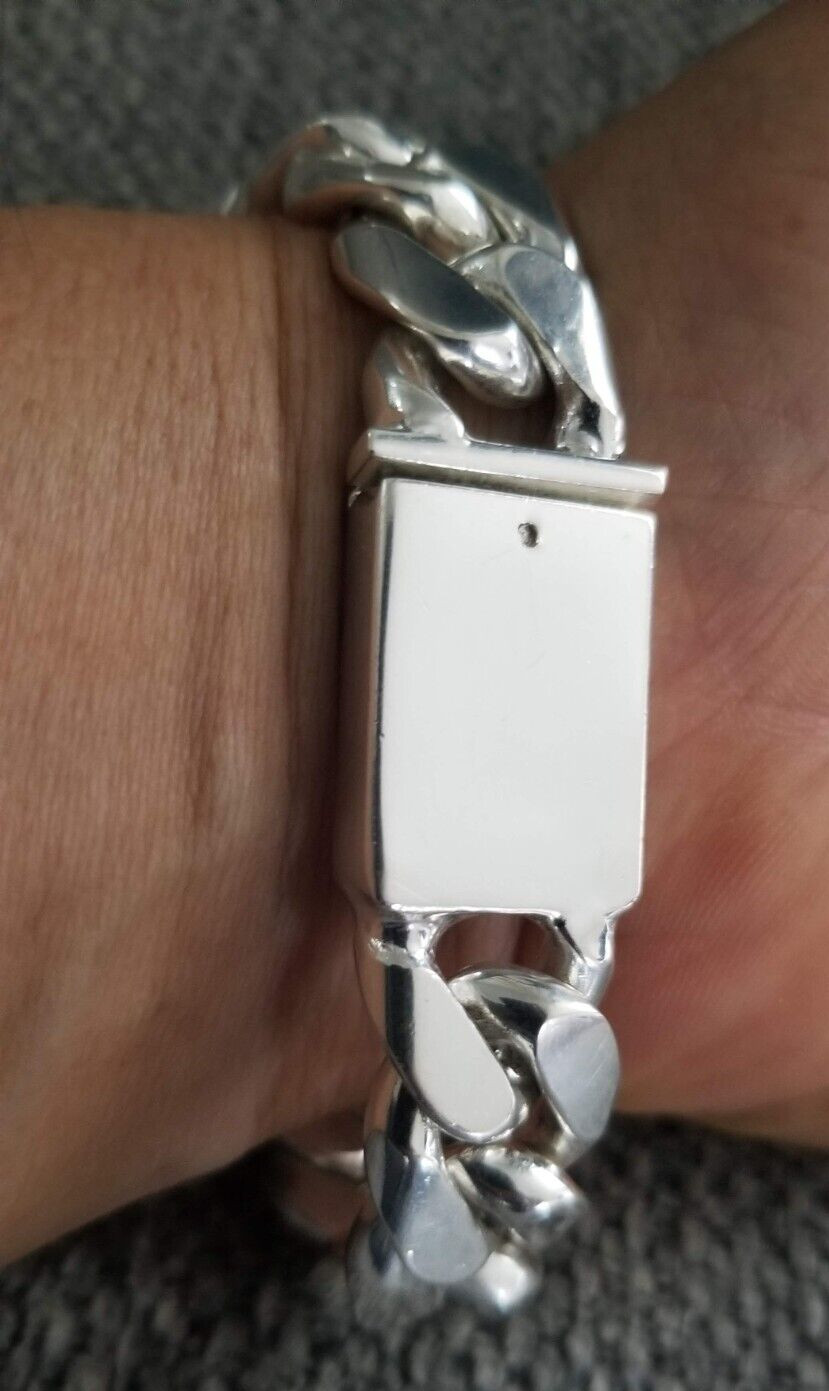 925 sterling silver bracelet / esclava de plata 925 cuban link 102.7g 8.5″ 15mm