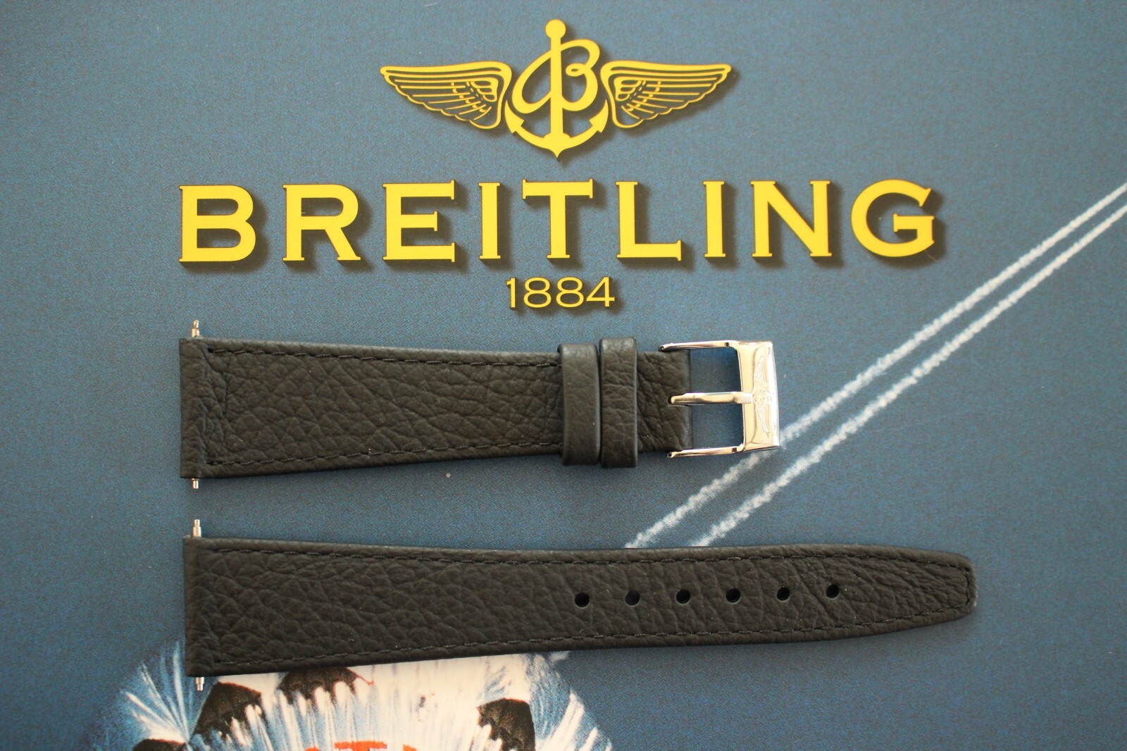 VINT 20-14 TONGUE BUCKLE BROWN BULLHIDE WATCH BAND WATCHBAND STRAP FOR BREITLING