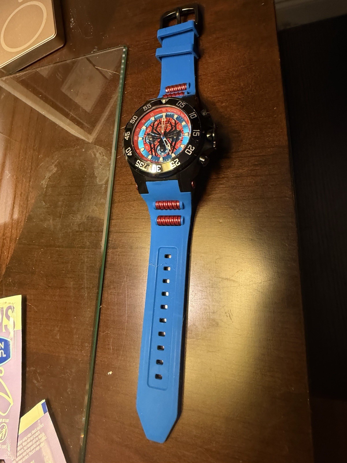 Invicta Marvel Men’s Quartz Chronograph Watch Blue Silicone Strap 100m Black