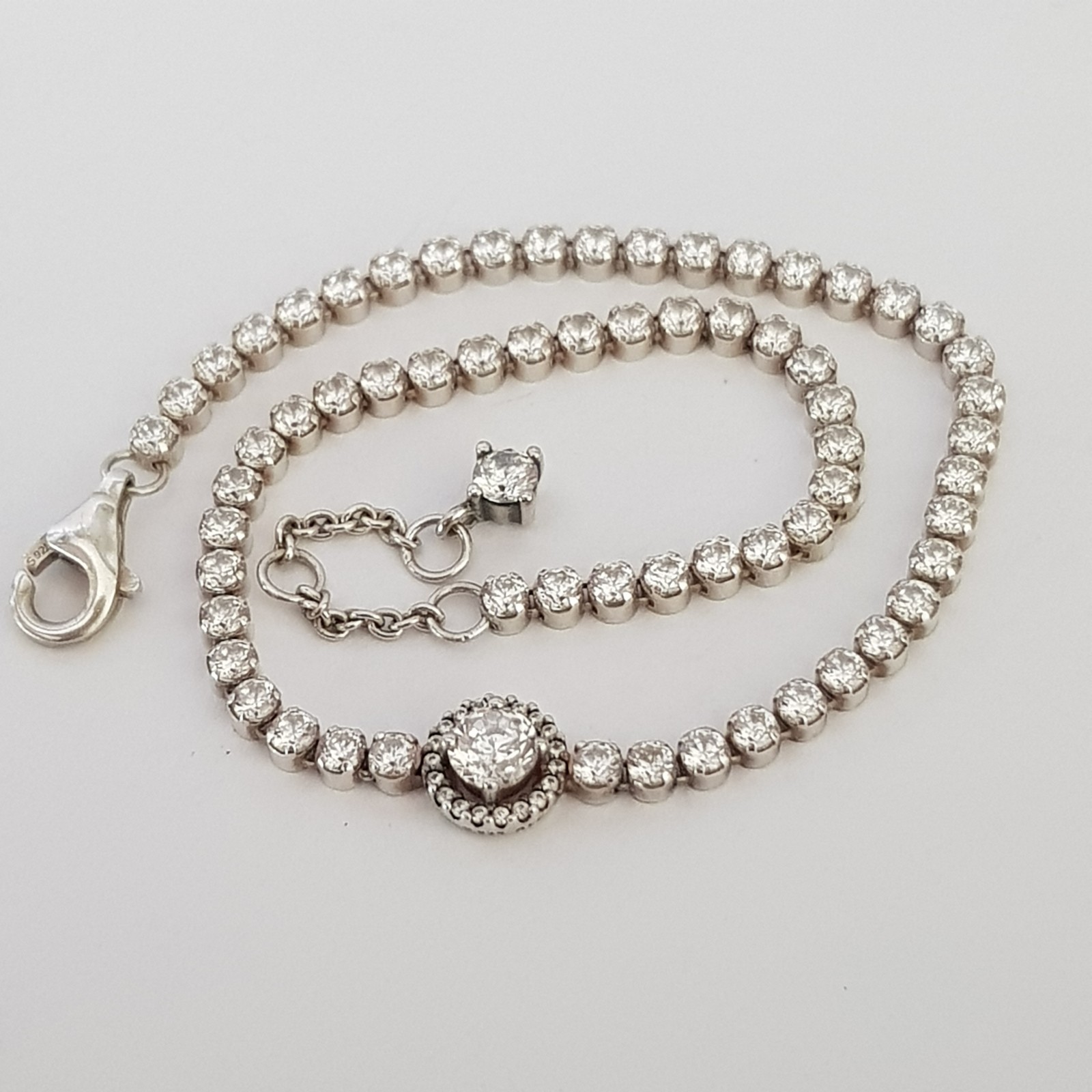 Authentic PANDORA Silver Sparkling CZ Halo Tennis 20cm Bracelet 599416C01 Size 3