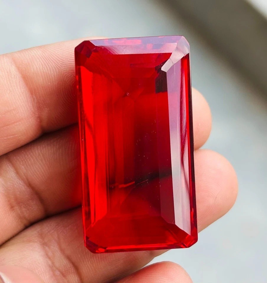 GIE 19.55 Ct Natural Certified Emerald Cut BURMA Blood Red Ruby Loose Gemstone