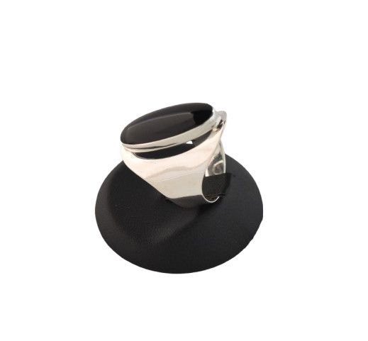 Oval Shaped Black Onyx Ring 925 Sterling Silver Large Statement Natural Gemstone