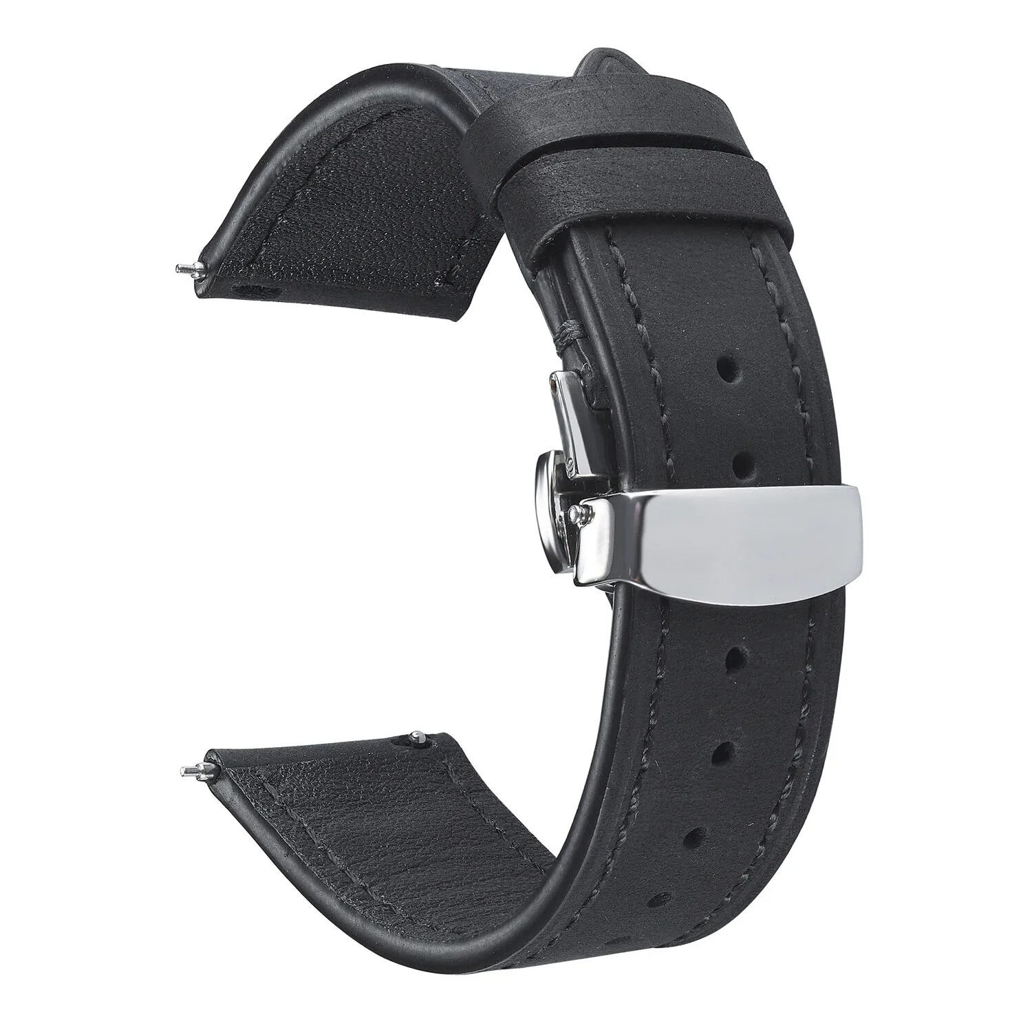 Vintage Cowhide Leather Strap Butterfly Buckle Watch Band 20mm 18 19 21 22 24mm