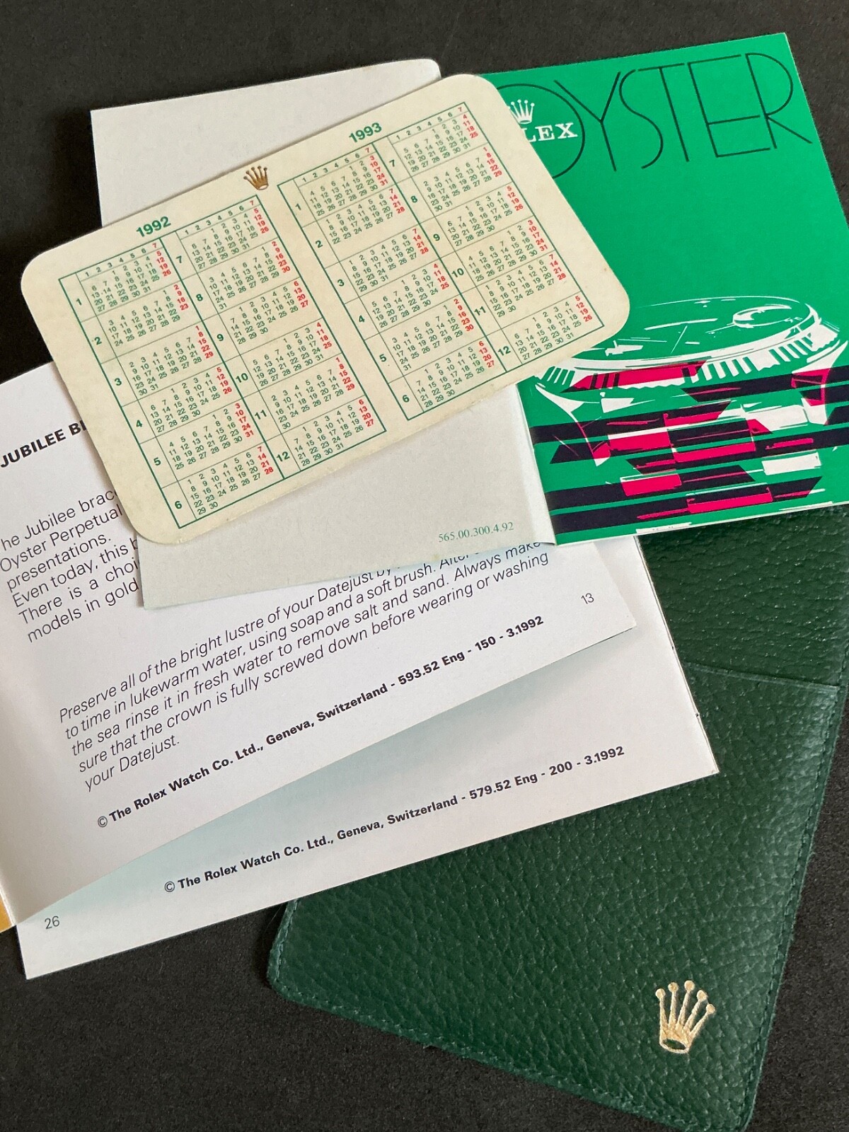 Authentic Rolex Factory 1992 Full Set Document For 1992 DateJust 16234 16233….