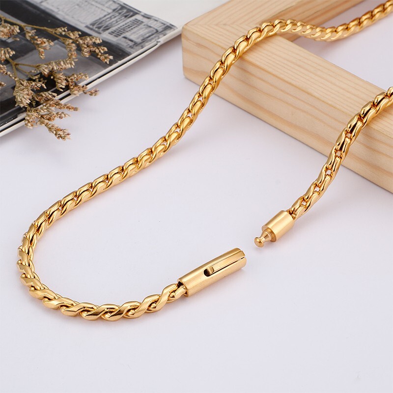 Fashion 5mm 26” Stainless Steel Rope Link chain For Mens Necklace Gold-Plated