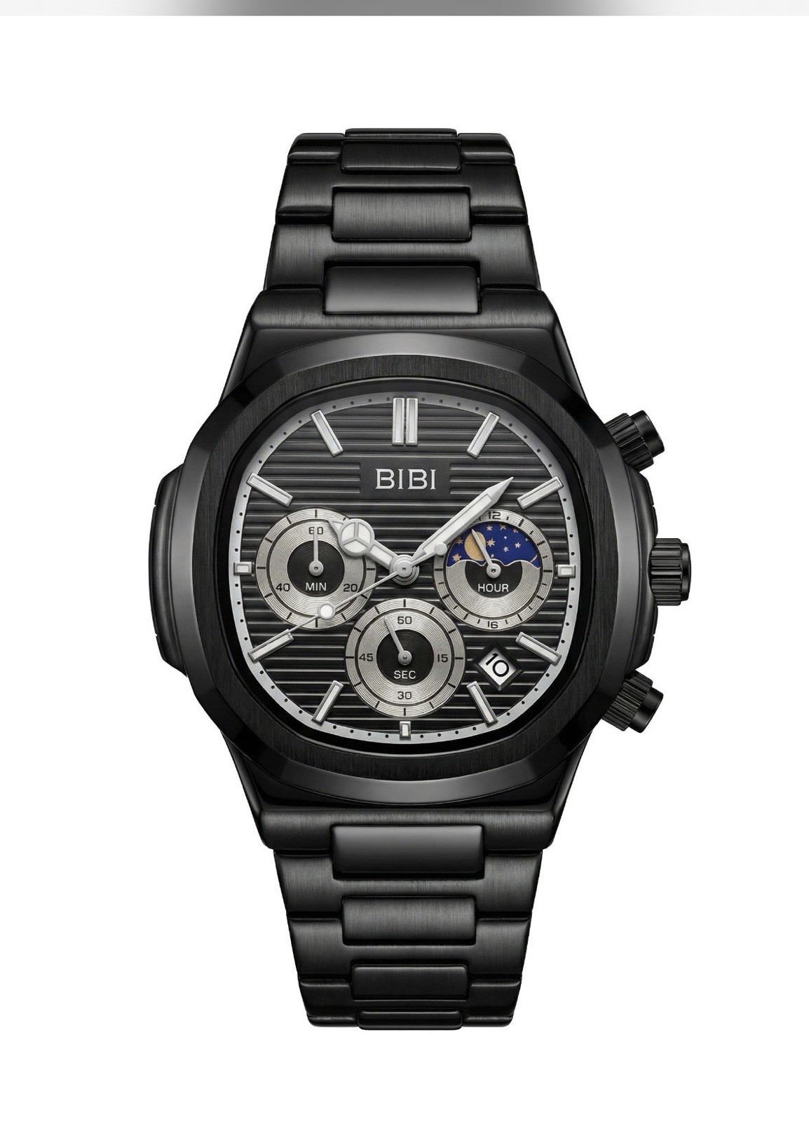 BIBI Luxury Watch, B0237 Black Dial Black Case Black Band