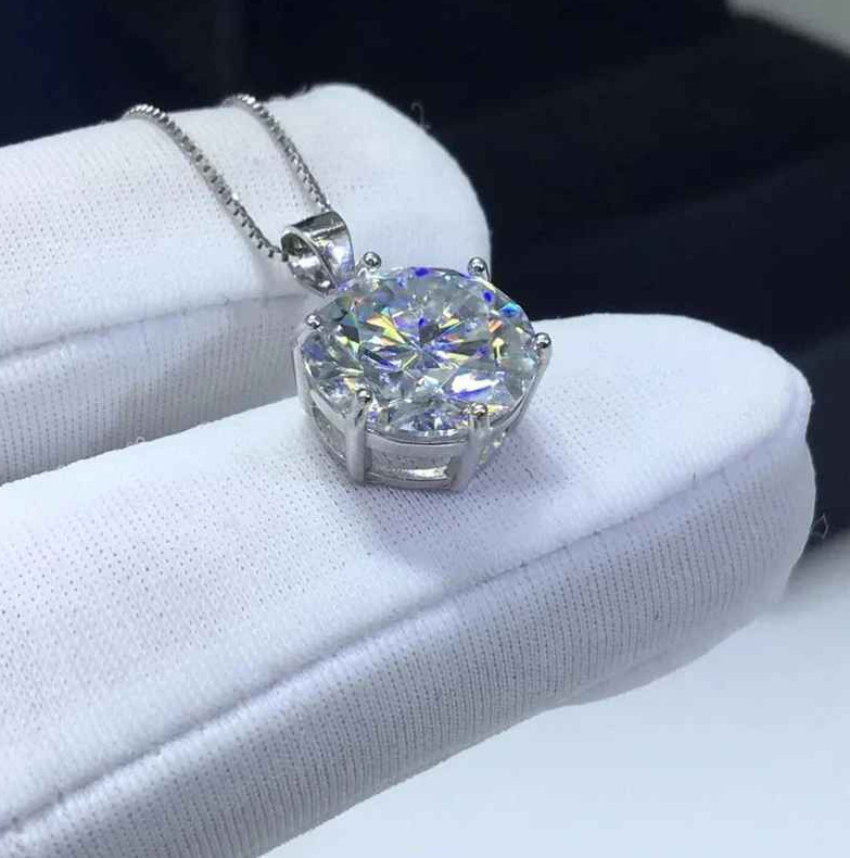 Multi-size Moissanite Simple Solitaire Pendant Necklaces for Women Neck Chains
