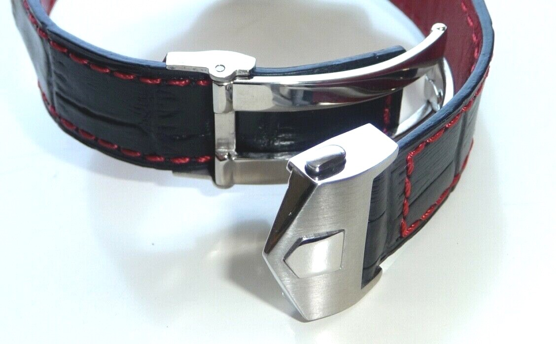 22mm, 20mm Genuine Leather Watch Band Strap with Deployment Clasp