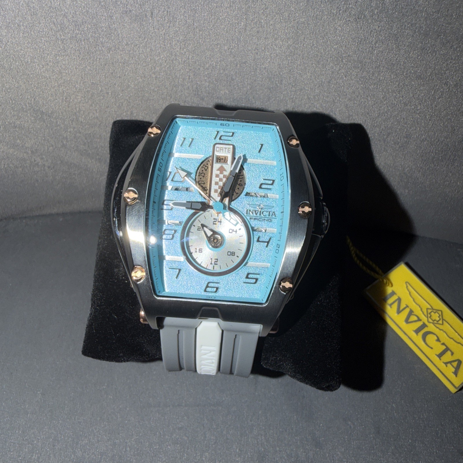 Invicta Racing Vibe RPM Men’s Quartz Watch 57mm Blue Dial Gray/White Strap