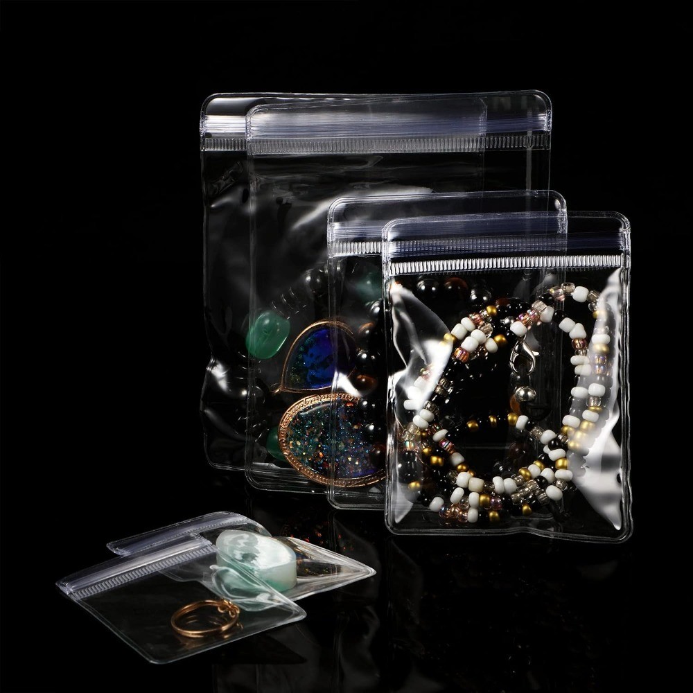 120 Pieces Anti Tarnish Jewelry Bags for Organizer and Storage Clear PVC