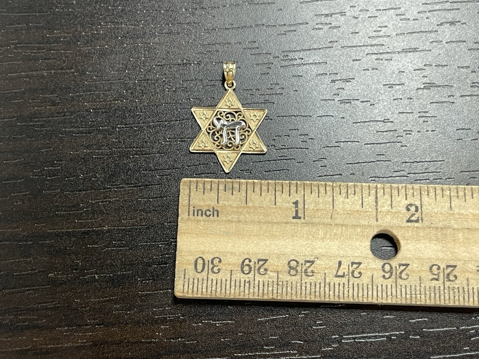 14k Two-tone Gold Polished Star of David Chai Pendant Necklace Mens Womens