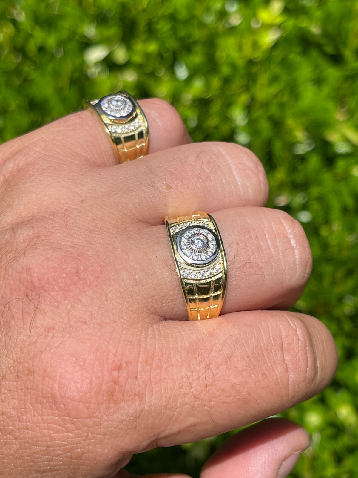 ANILLO 14K Sobre Plata 925 Con Diamante Simulado HipHop Tamaño 7 8 9 10 11 12 13