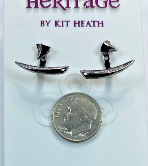 Kit Heath Ruthenium over Sterling Silver Pave Ear Jacks Earrings Signed NWT