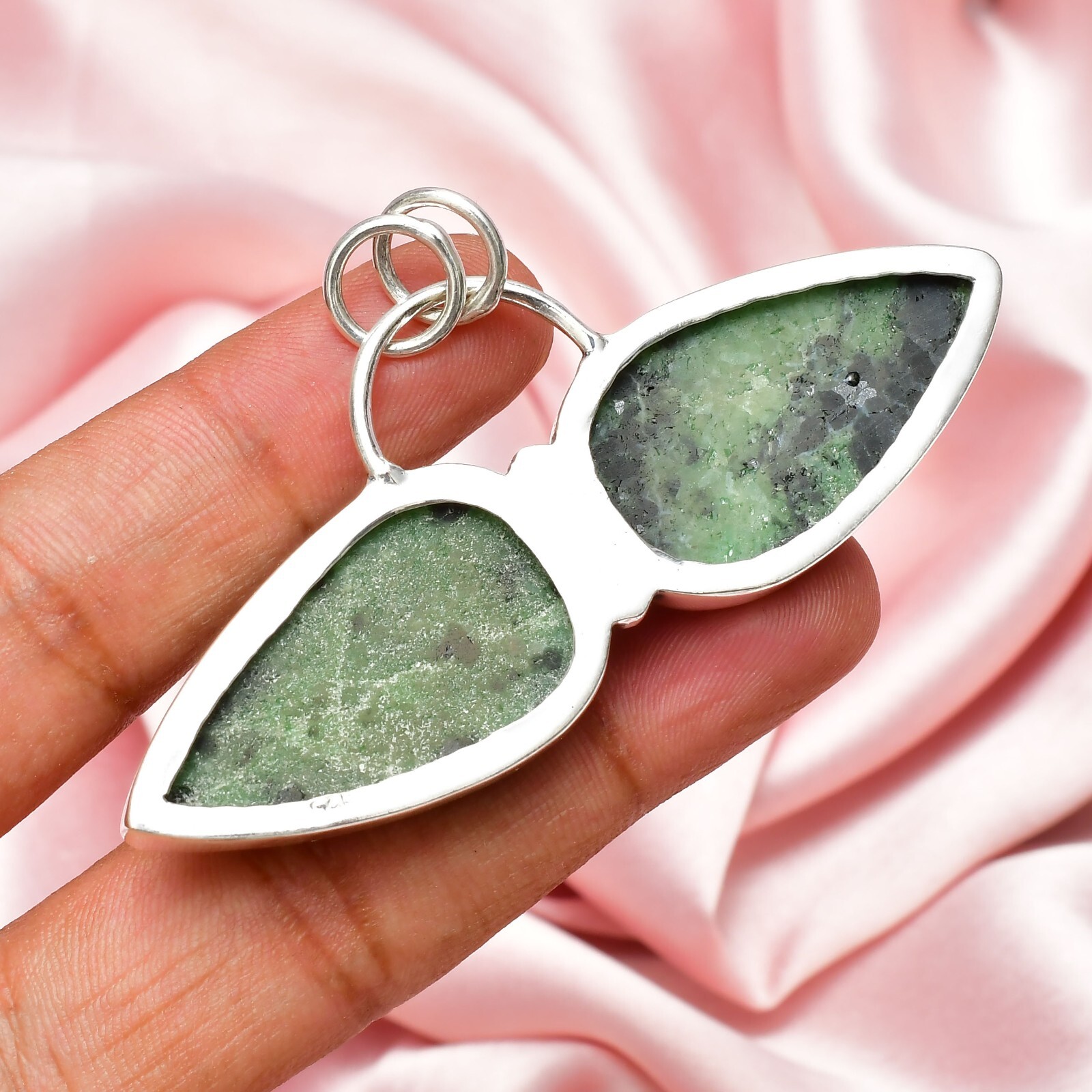Ruby Zoisite Gemstone 925 Sterling Silver Handmade Jewelry Pendant 1.56″