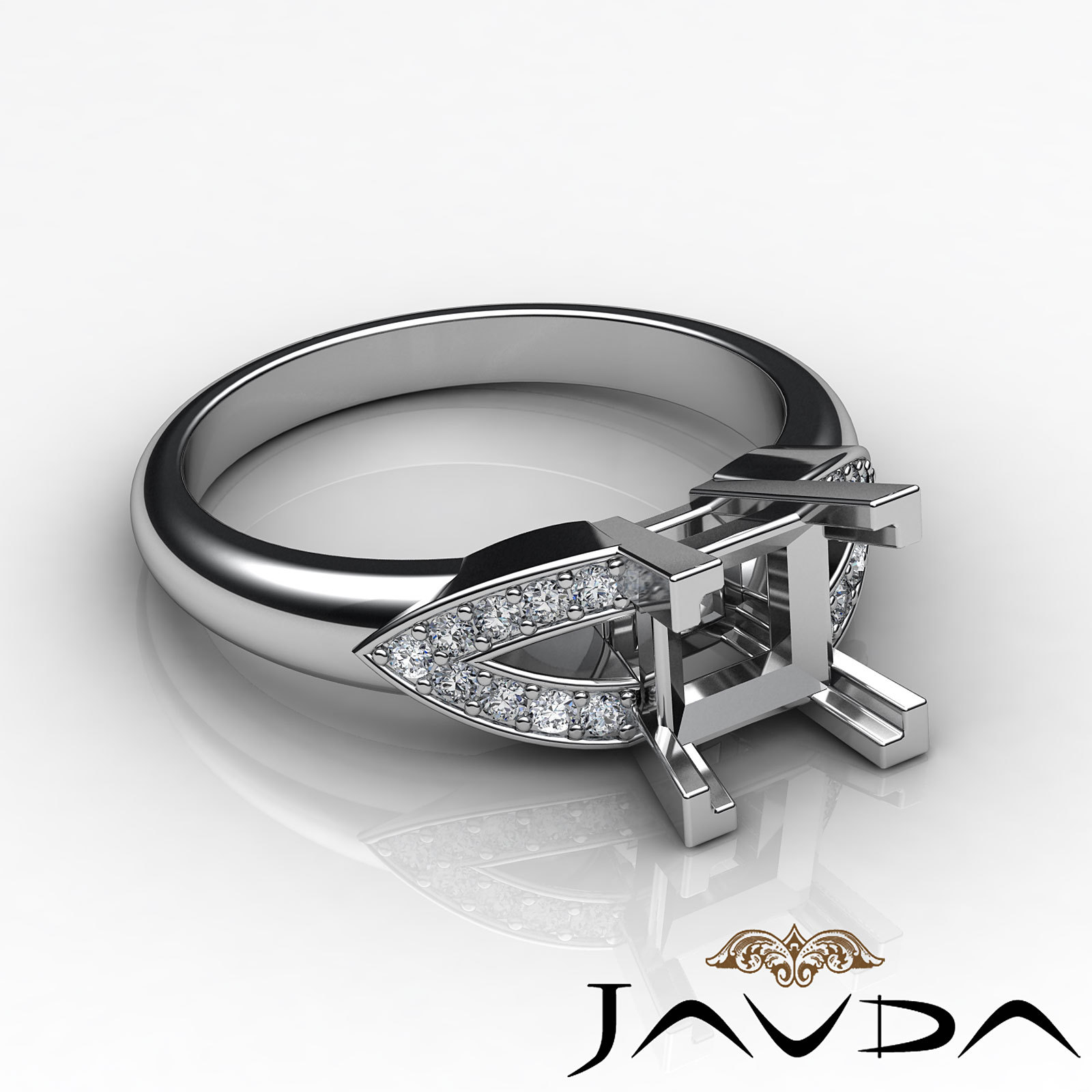 Classic Princess Semi Mount Diamond Wedding Promise Ring 18k White Gold 0.25Ctw
