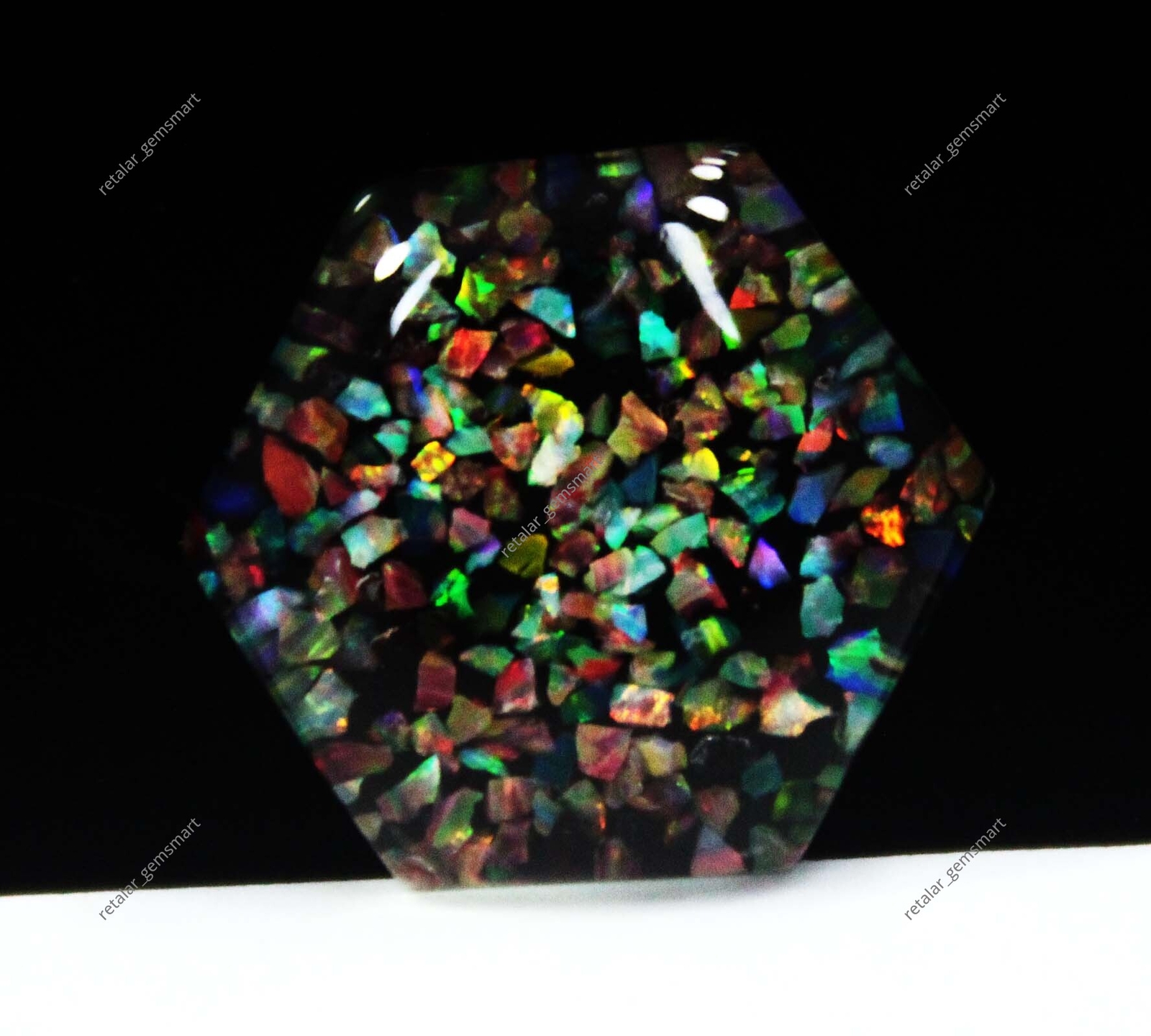 10.20 Ct Natural Australian Black Fire Opal Doublet Certified Untreated Gemstone