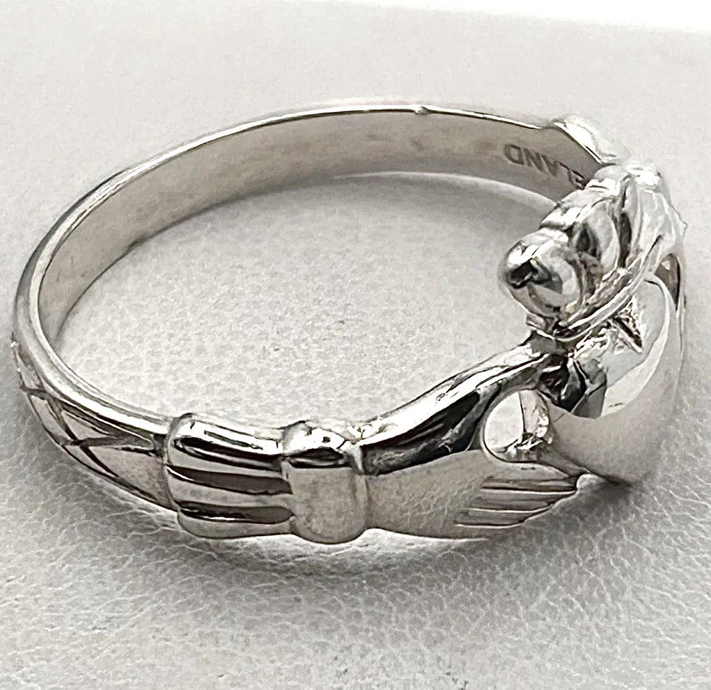 Sterling Silver 925 Irish Claddagh Ring Celtic Weave Braided Band JMH Dublin