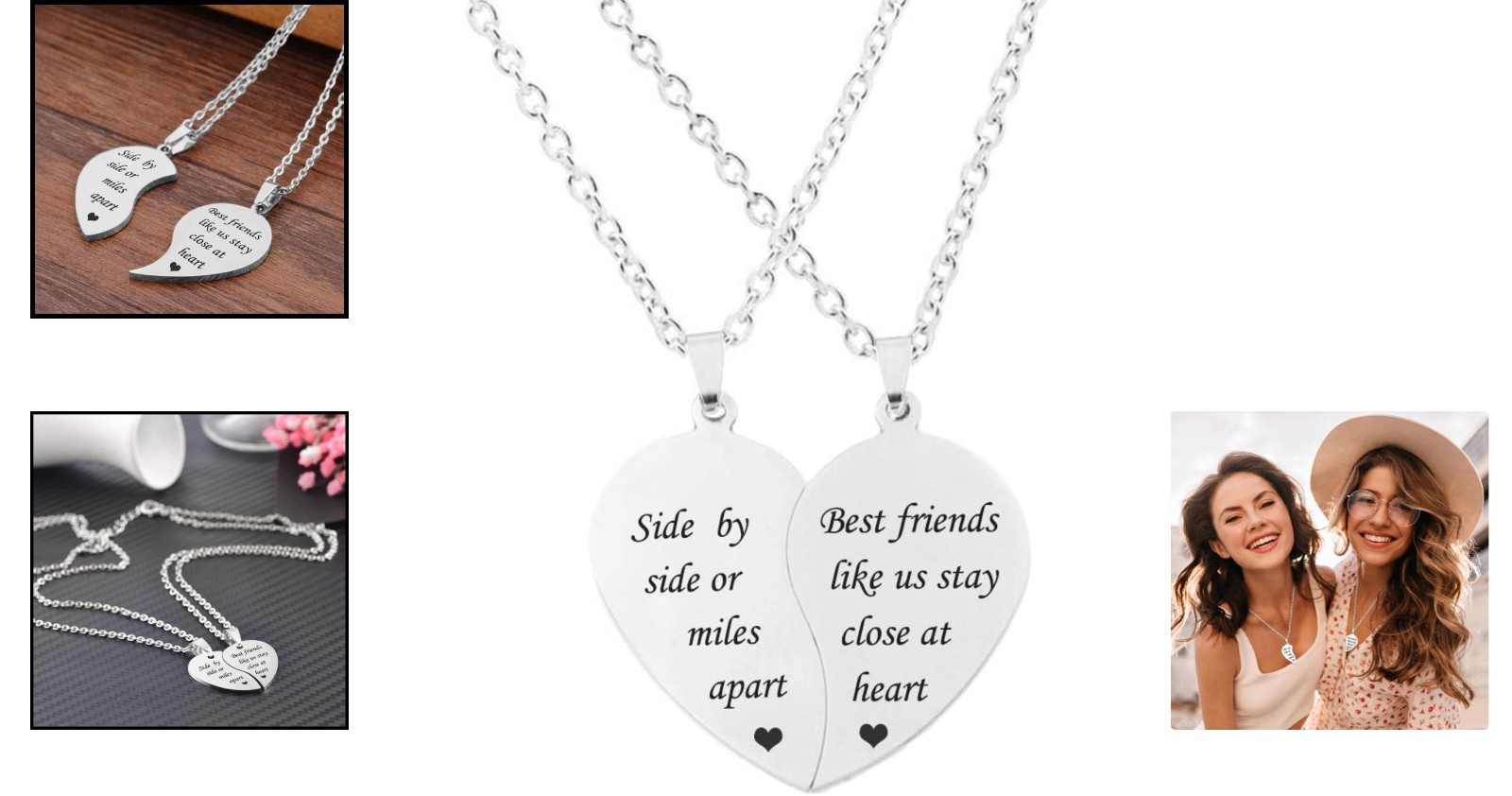 Matching Heart BFF Necklace Set – Friendship & Valentine’s Gift