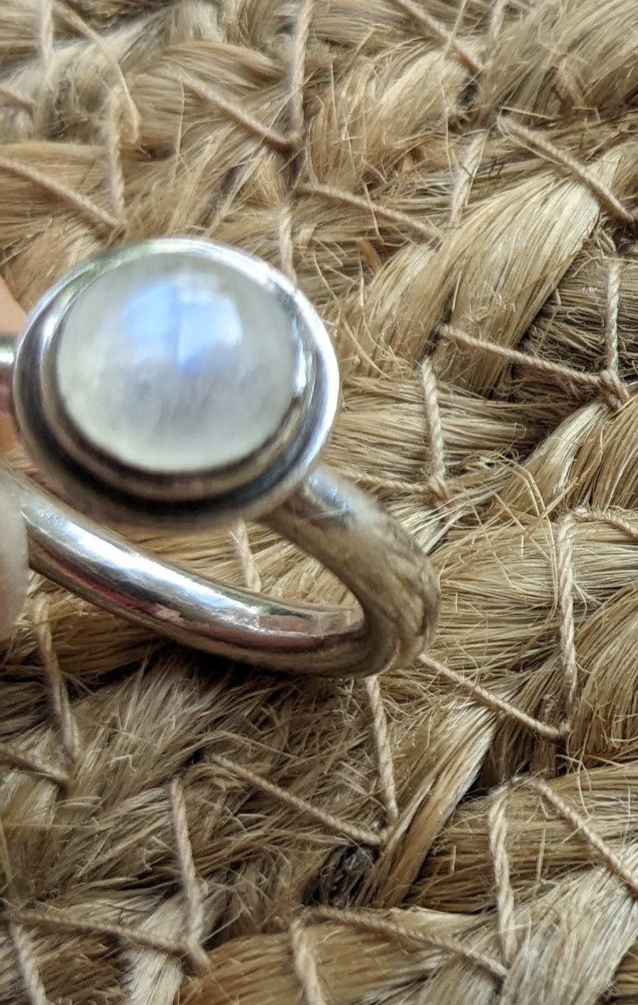Moonstone ring, silver, unique by designer square Zurich