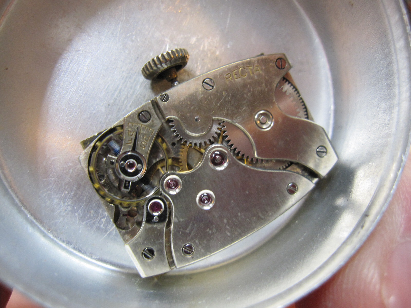 large Recta Art Deco wristwatch movement ticks 20 X 28.5mm