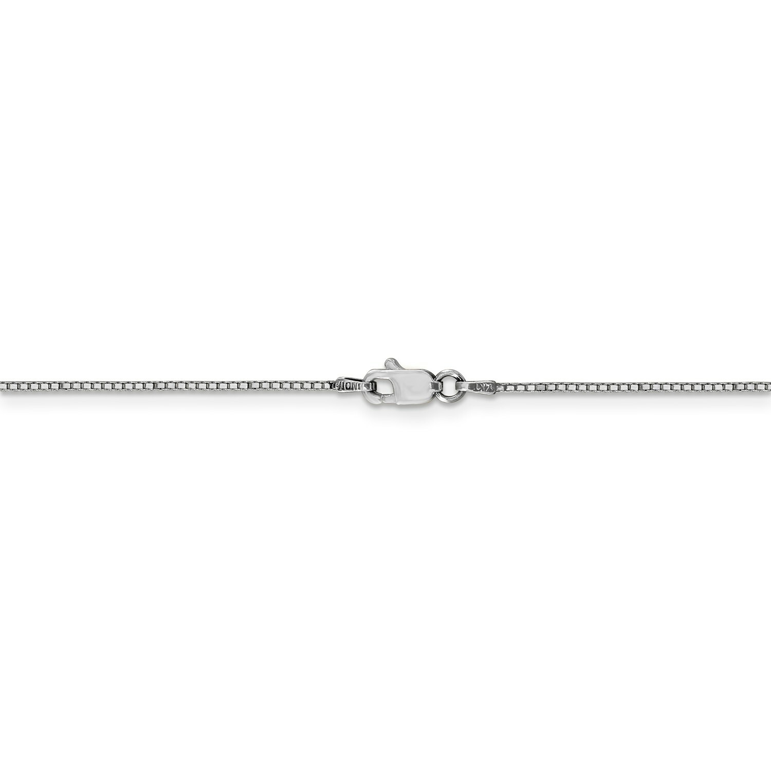 14k White Gold 0.90mm Solid Plain Box Link Chain w/ Lobster Clasp 16″ – 30″