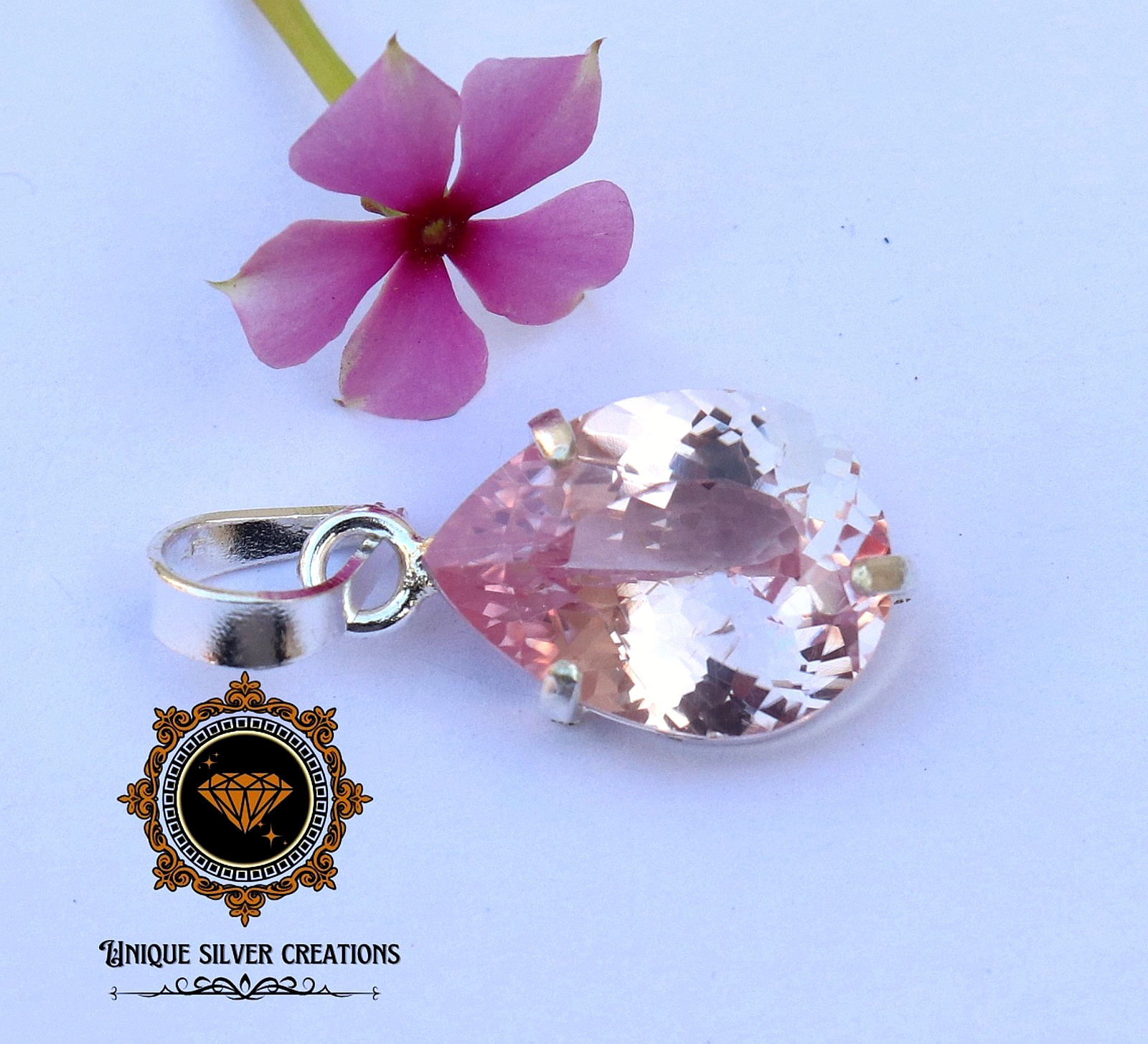 Natural Padparadscha Sapphire 925 Sterling Silver Pendant Certified Gemstone